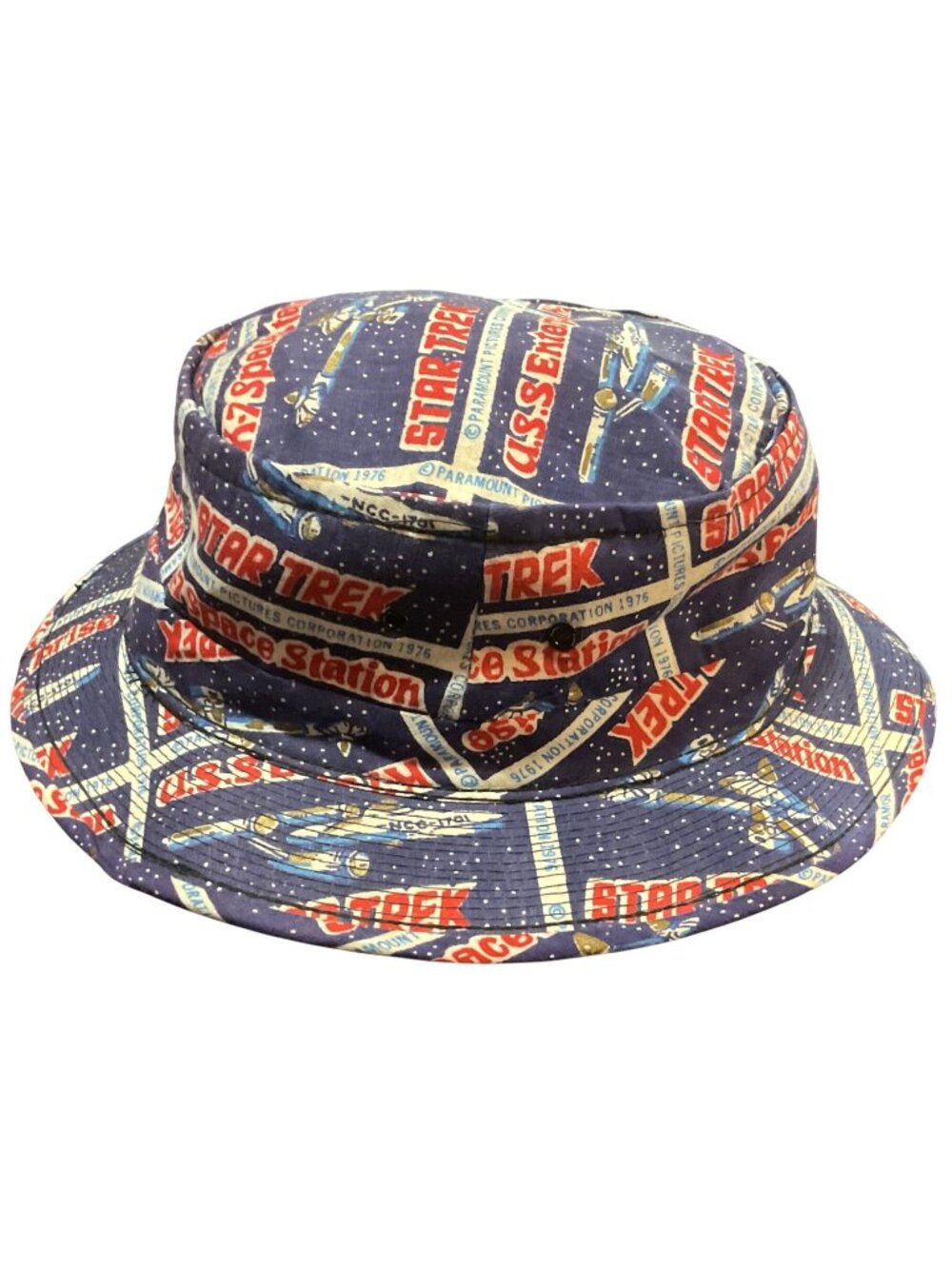 Vintage 1976 Star Trek Bucket Hat 7.25 USS Enterprise K7 Space Station USA Made